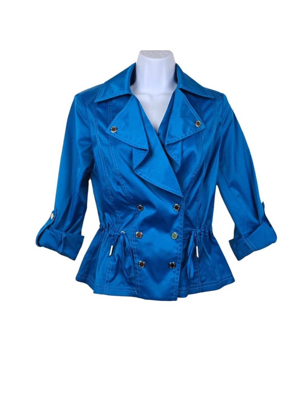 White House Black Market Vibrant Blue Drawstring Utility Jacket